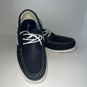 New Canoos Navy Blue Golf Boat Shoes Leather Men's Size 10
